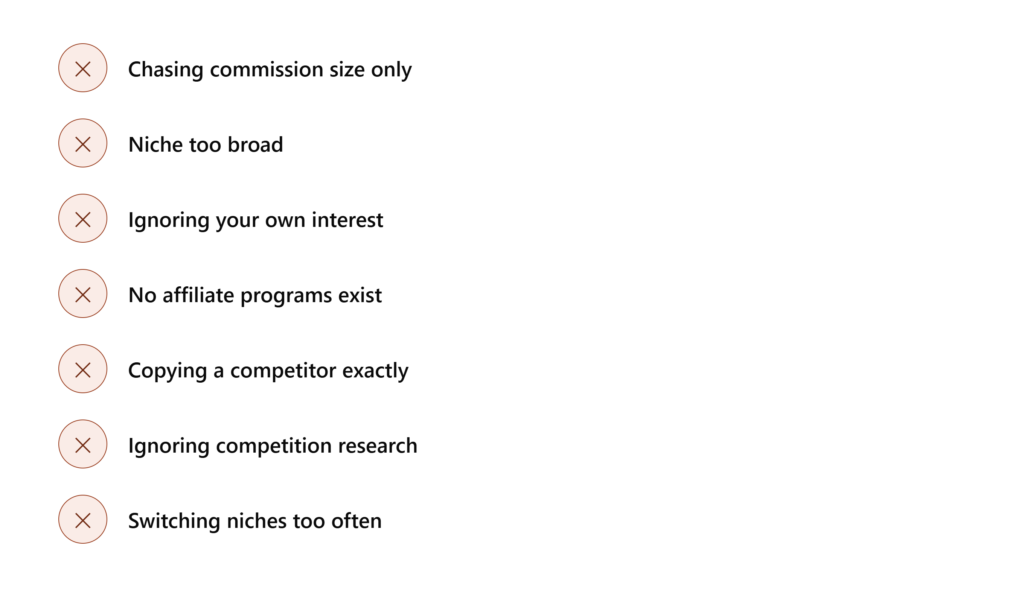 Common Mistakes When Choosing an Affiliate Niche