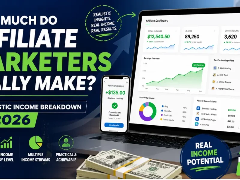 How much do affiliate marketers really make in 2026? A realistic income breakdown by experience, niche, and traffic source — no hype, just data.